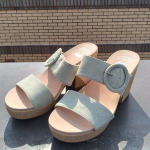 Dr. Scholl's Green Platform Block Heel Sandals Size 8